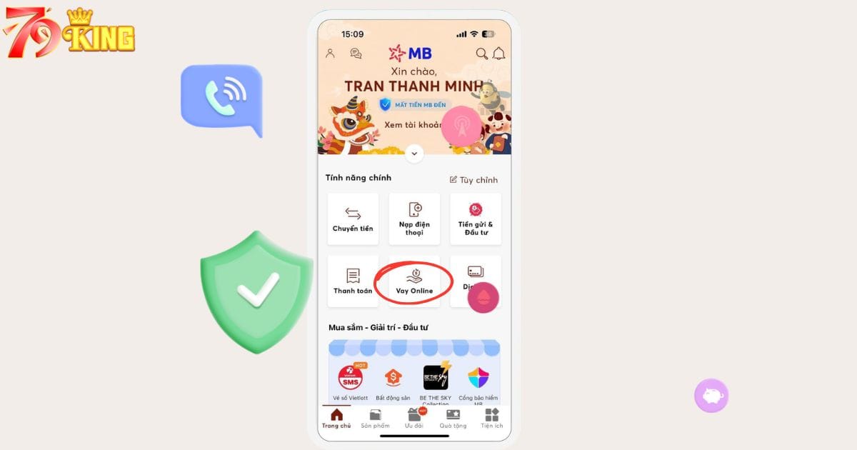 MB Bank cho vay trực tiếp trên app ngân hàng